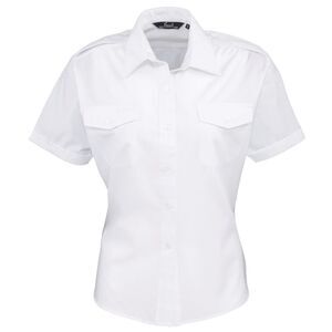Premier Womens/Ladies Short Sleeve Pilot Blouse/Button Down Plain Work Shirt / W